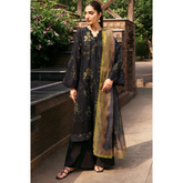 Laila Unstitched Embroided Lawn Suit Black